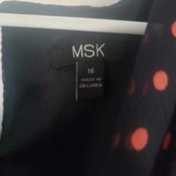 MSK black with coral polka dot sleeveless dress size 16 - Picture 2 of 4